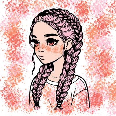 realistic girl with braids