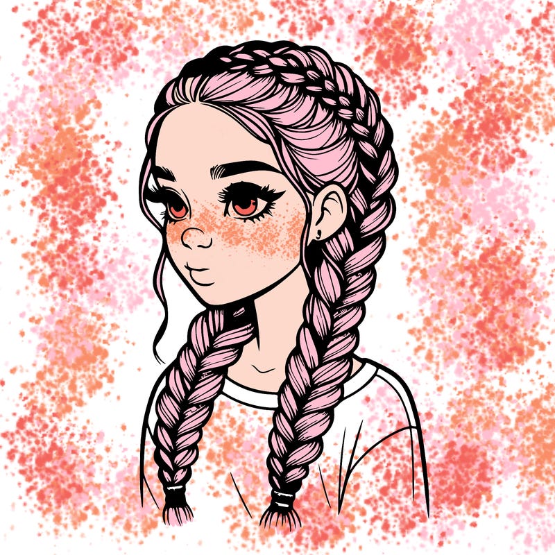 realistic girl with braids