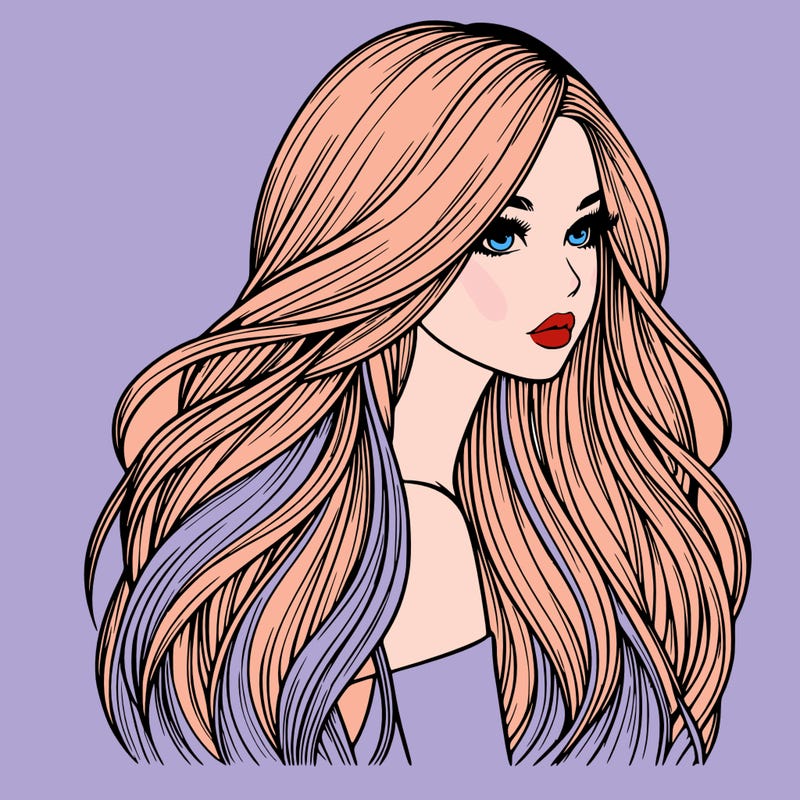 realistic girl with long realistic hair