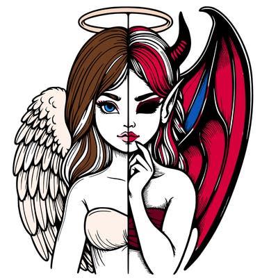 realistic angel half demon