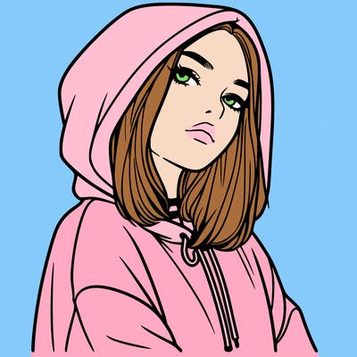 a realistic girl in a hoodie