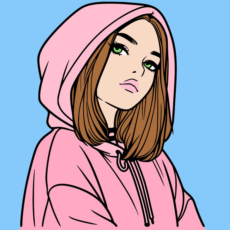 a realistic girl in a hoodie