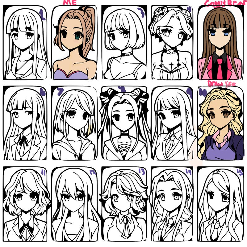 girls that look diffrent anime