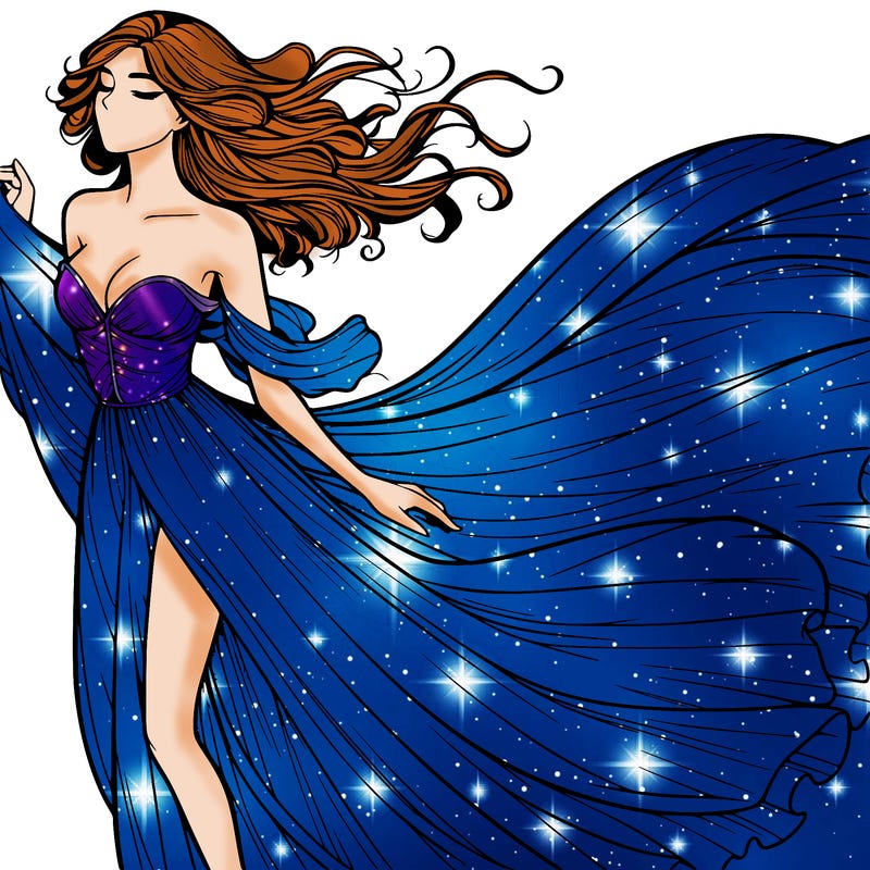 realistic woman in dress flowing the the wind