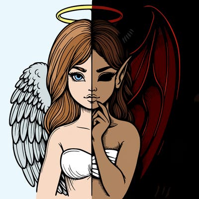 realistic angel half demon