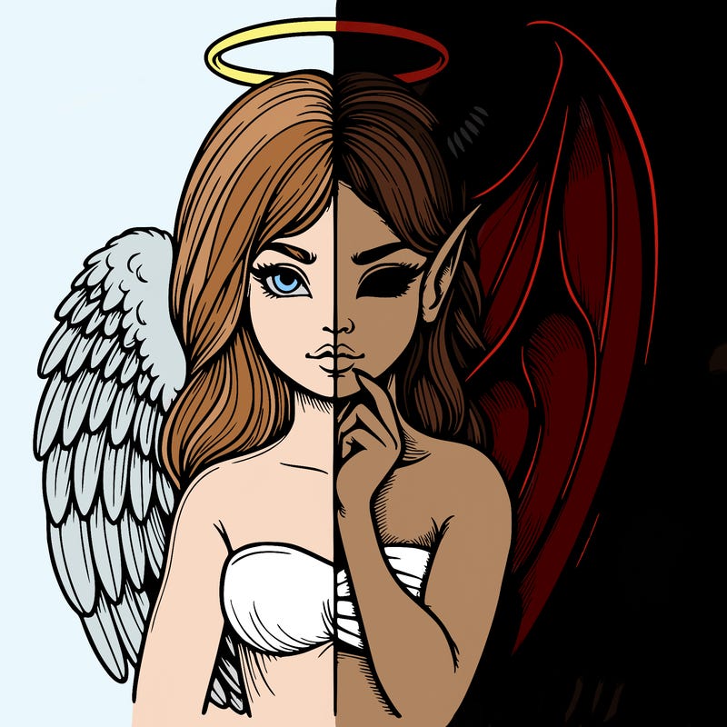 realistic angel half demon