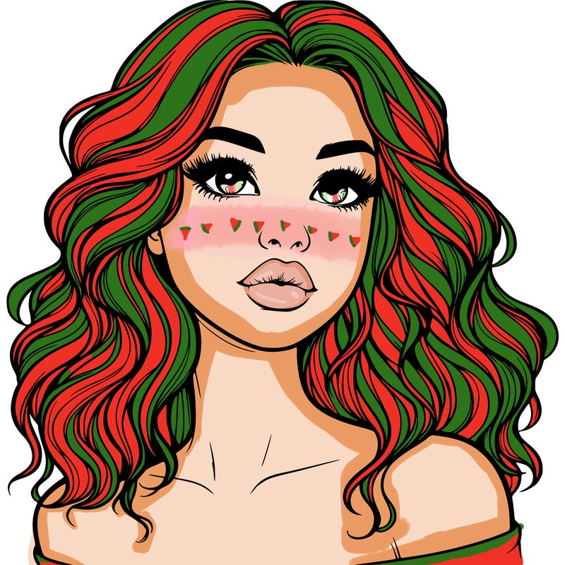 realistic girl with wavy hair and lips