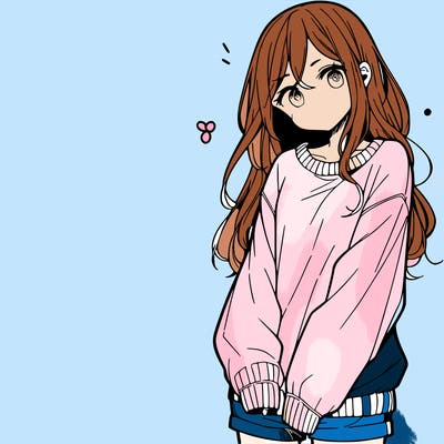 manga teen girl  in a sweater and baggy pants
