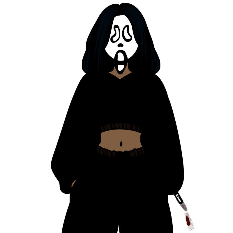 realistic girl faceless with baggy pants and a crop top