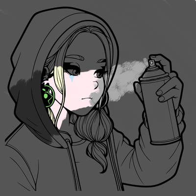 a realistic girl, spray painting
