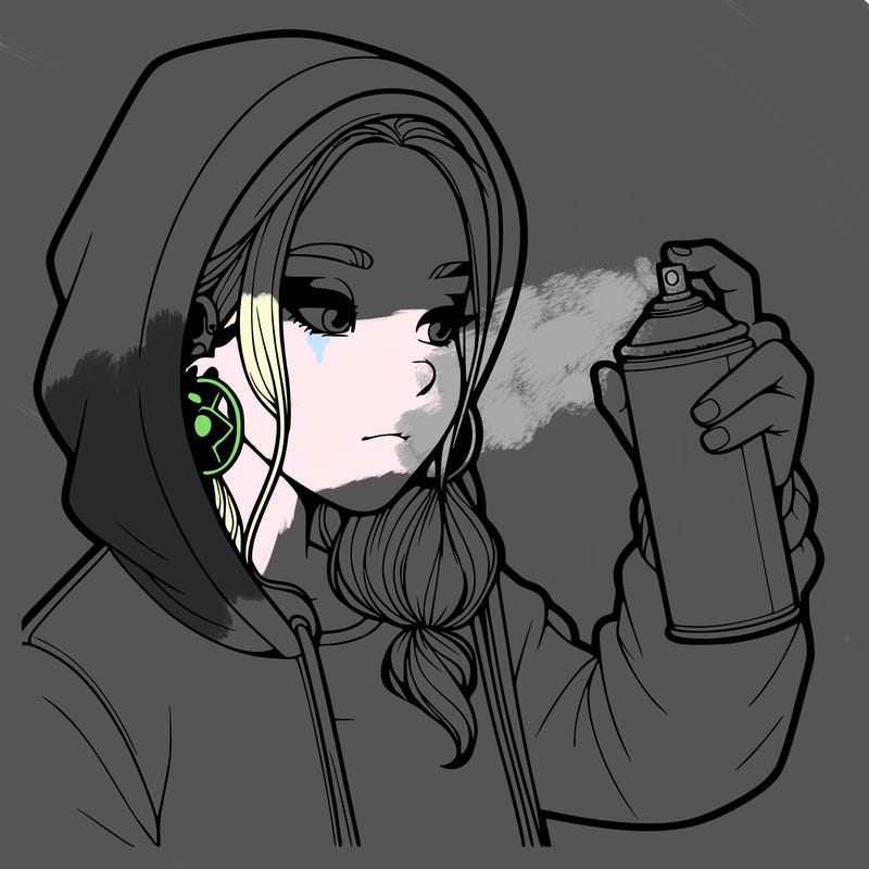 a realistic girl, spray painting