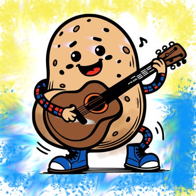potato playing guitar