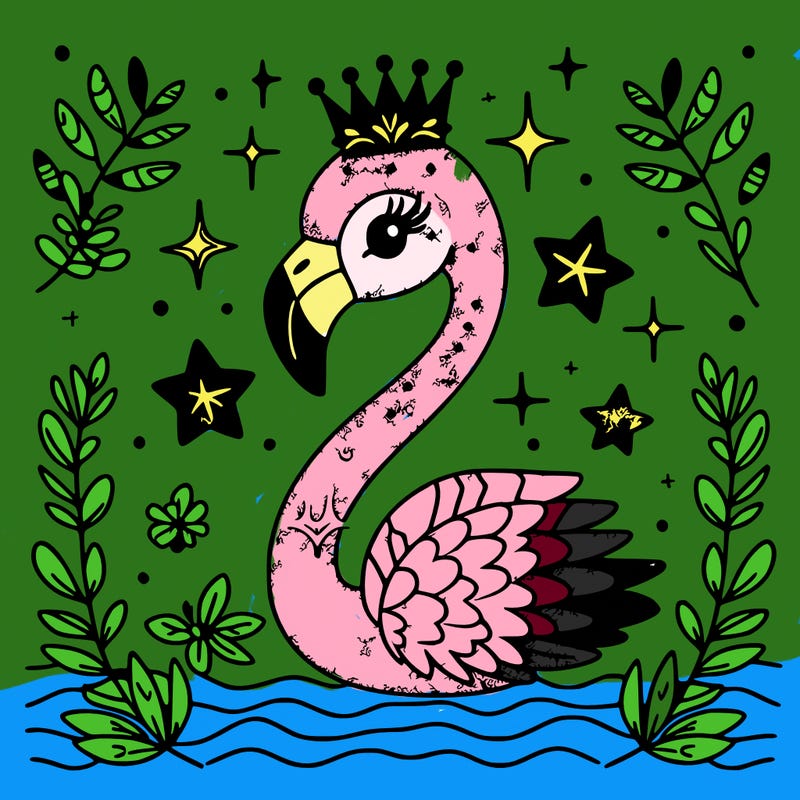 flamingo glitter background with crown