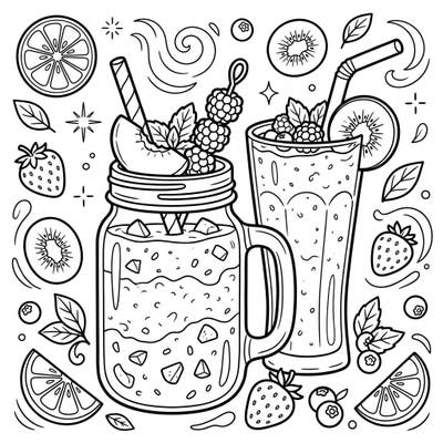 Savor the sweetness with our Fruit Smoothies coloring page, specially designed with large print and clear outlines for seniors. This delightful template offers a relaxing and engaging artistic activity.