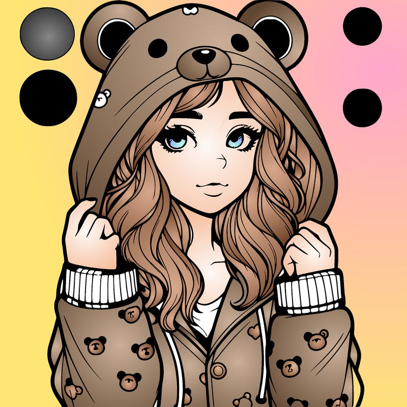 realistic girl in a animal pjs hoodie