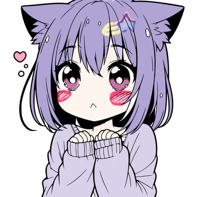 shy anime catgirl