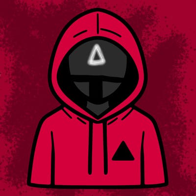 a person with non face waering a hoodie with a small triangle symbol