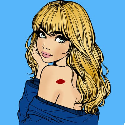 realistic girl with bangs looking over her shoulder