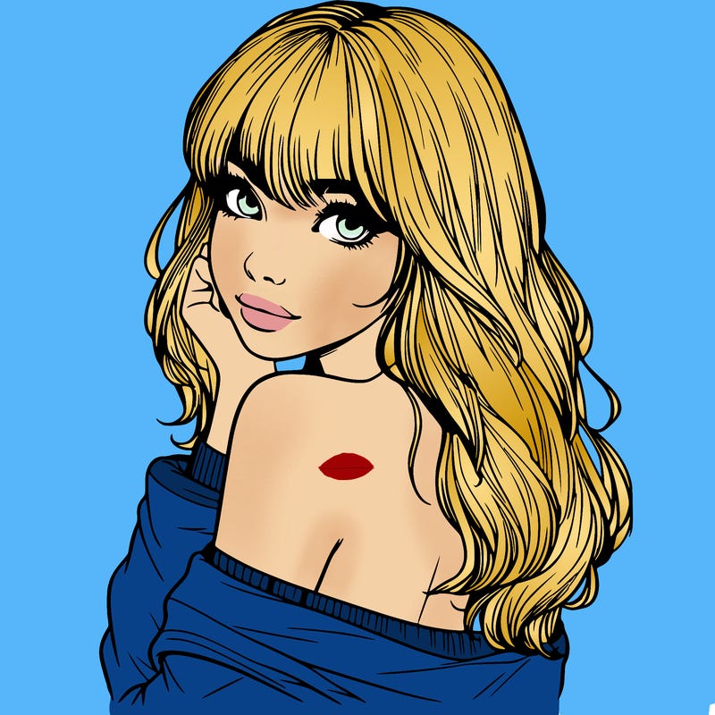 realistic girl with bangs looking over her shoulder