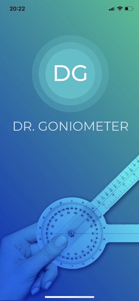 DrGoniometer - DrGoniometer medical app splash screen with joint measurement tool