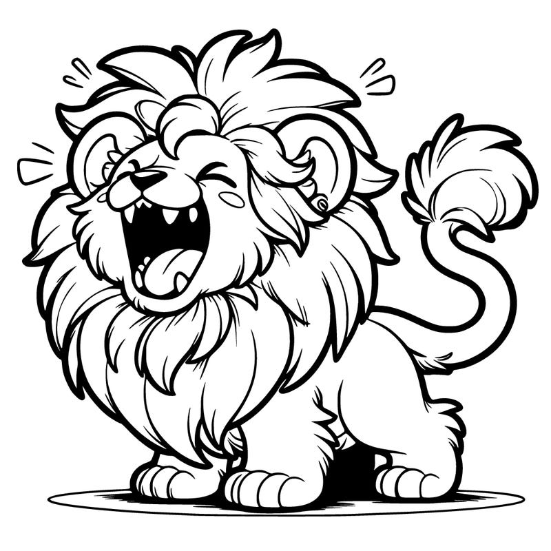 fluffy roaring lioness with all it’s fangs showing