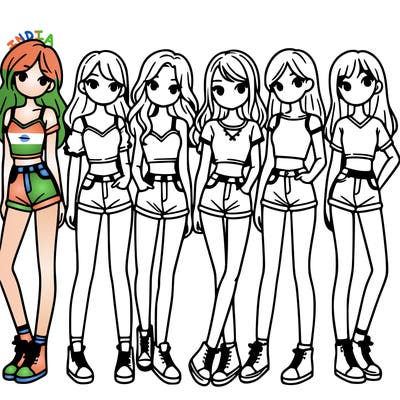 a group of girls wearing crop tops and shorts