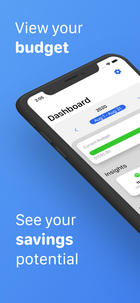 Money Flow - Expense Tracker - Money Flow app dashboard on iPhone showing monthly budget progress and savings potential