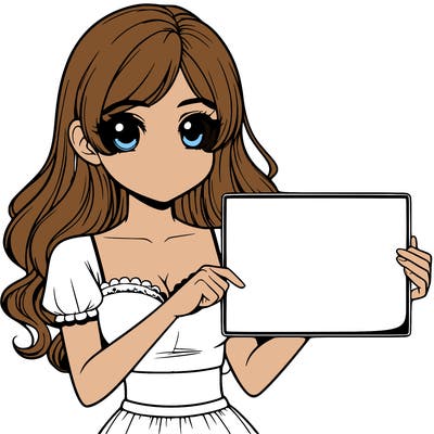 realistic pretty girl holding blank sign