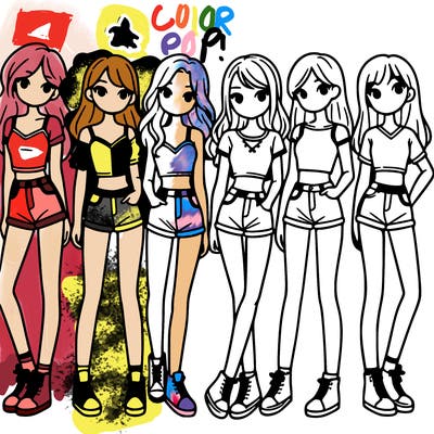 a group of girls wearing crop tops and shorts