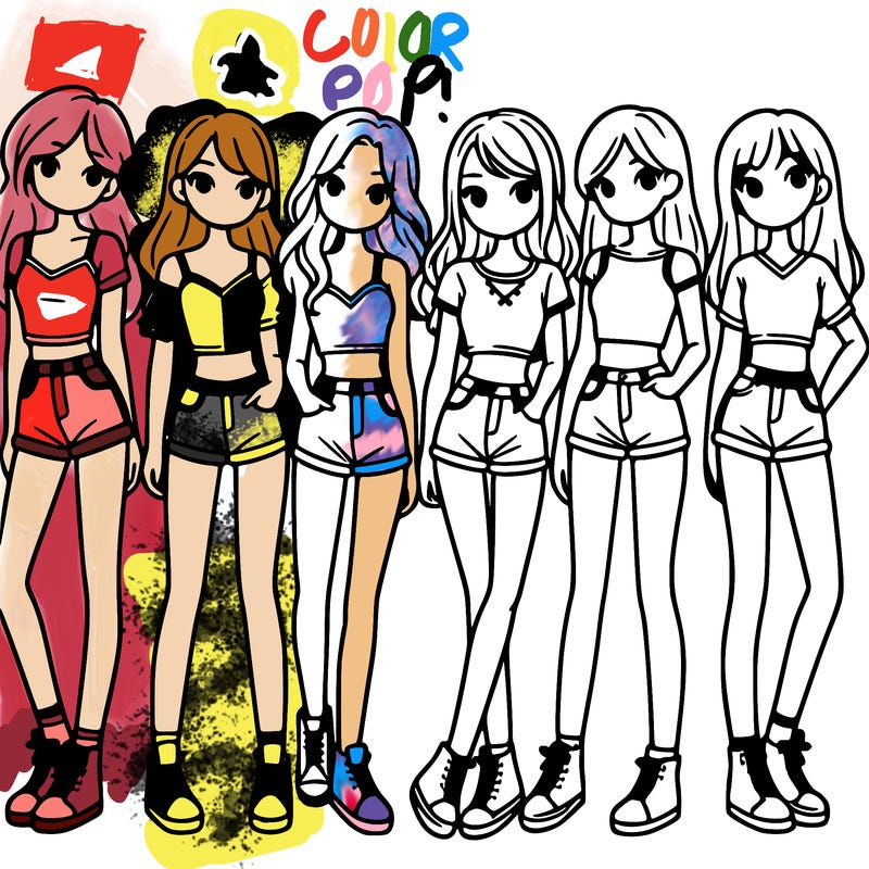 a group of girls wearing crop tops and shorts