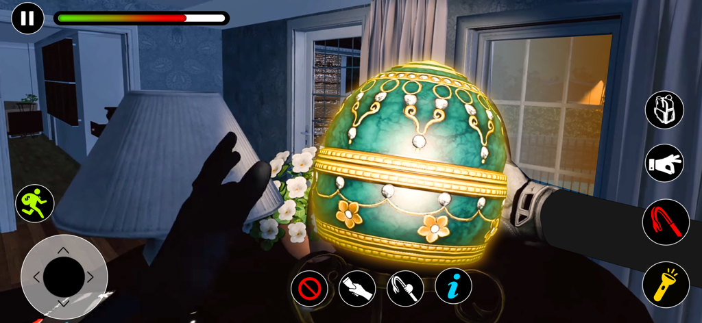 Thief Simulator Stealth Game - Thief Simulator에서 귀중한 장식용 달걀을 훔치는 플레이어의 게임 플레이 스크린샷