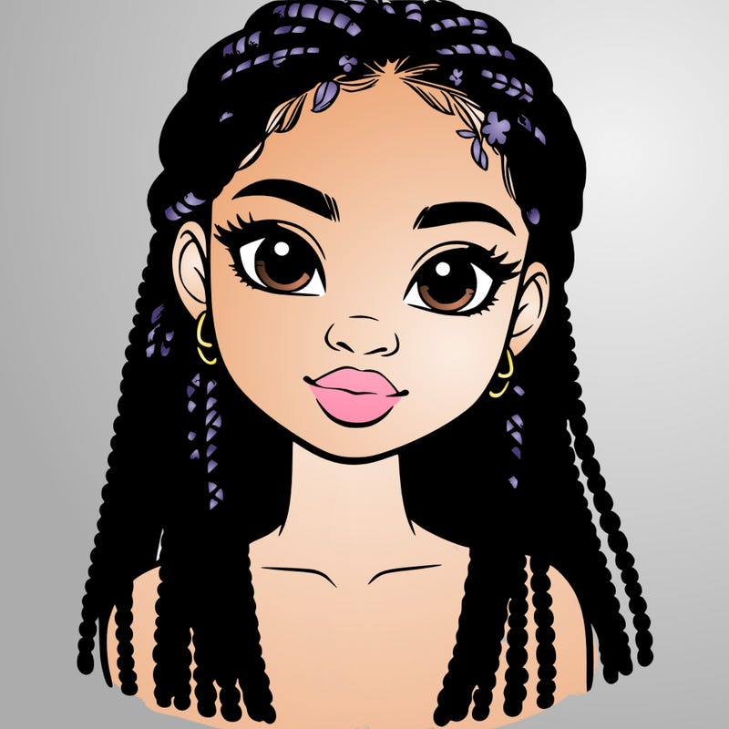 a realistic black girl with braids