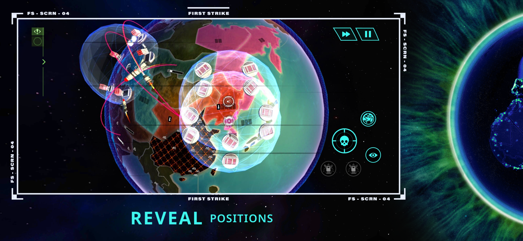 First Strike - Nuclear RTS - First Strike Nuclear RTS gameplay showing strategic positions on a globe
