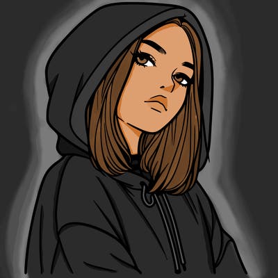 a realistic girl in a hoodie
