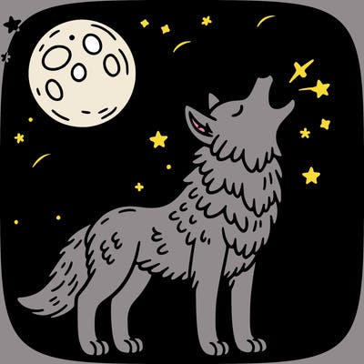 wolf howling at the moon