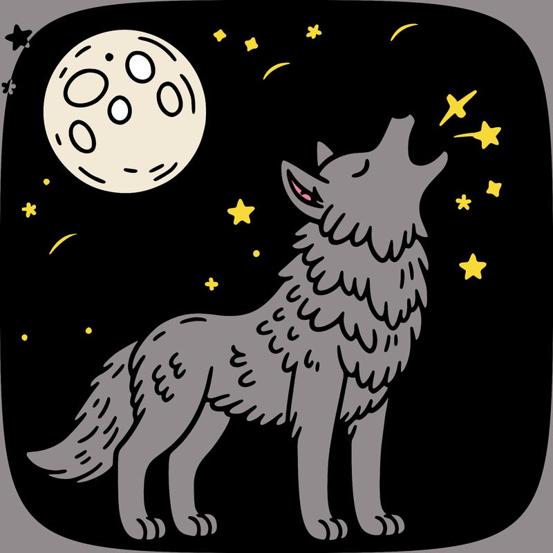 wolf howling at the moon