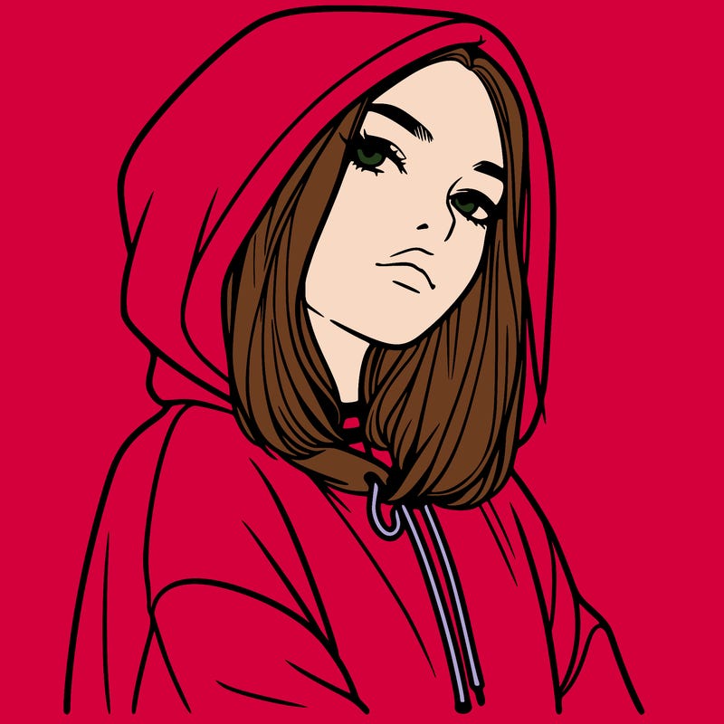 a realistic girl in a hoodie