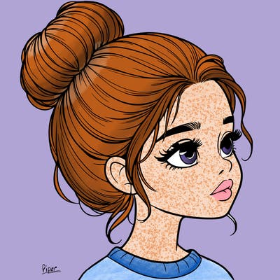 realistic girl with bun