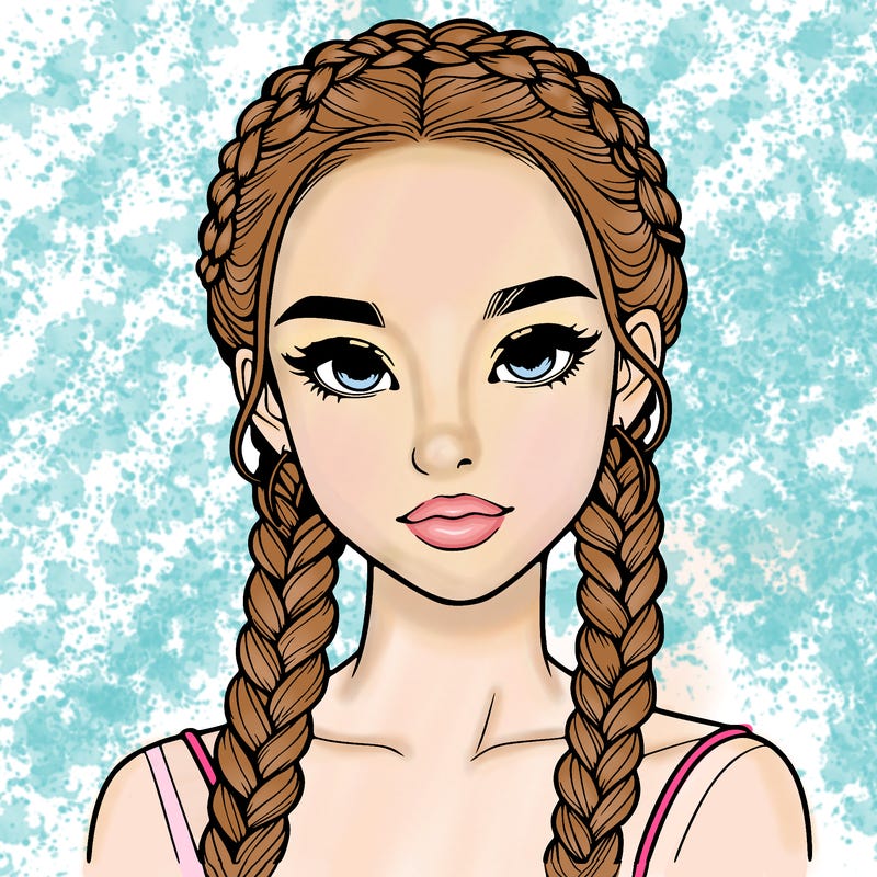 realistic girl with braids