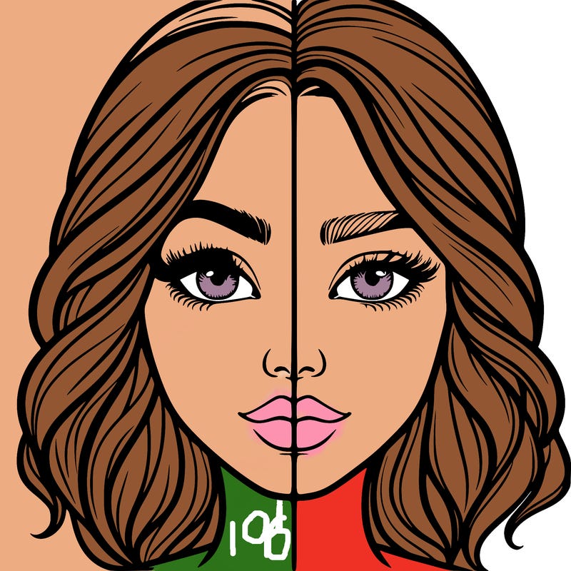 realistic girl split half