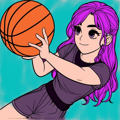 realistic girl playing basketball