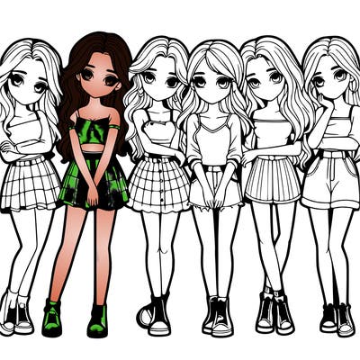 a group of girls realistic