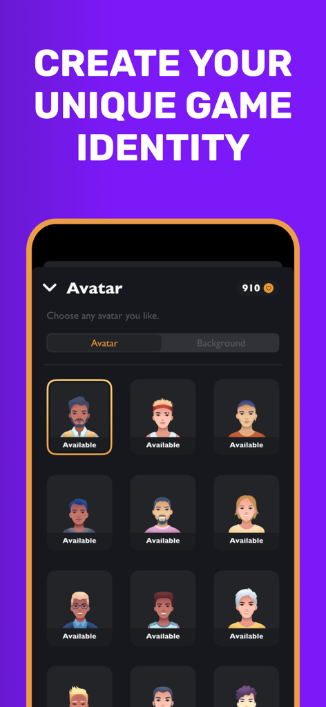 Lusya app avatar selection screen showing diverse character icons for creating an anonymous identity