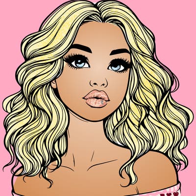 realistic girl with wavy hair and lips