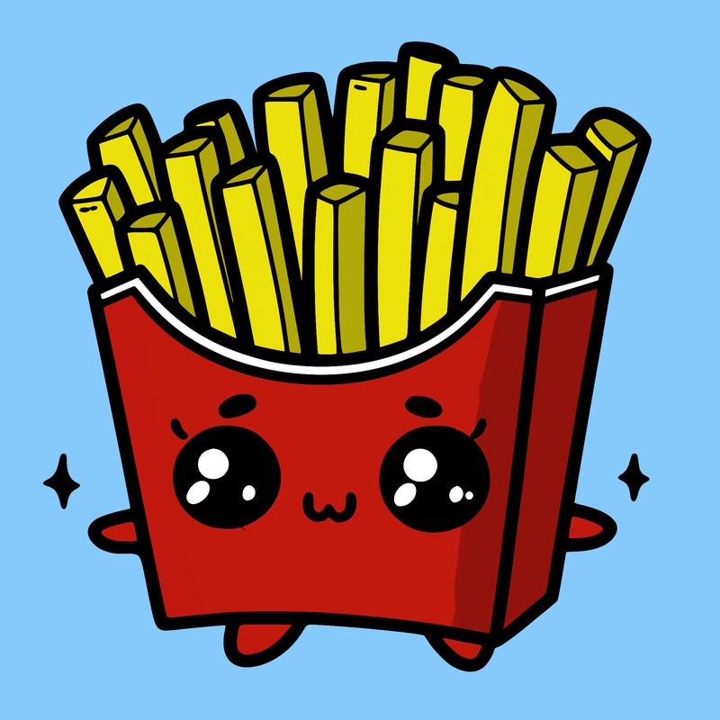 a cute. french fries