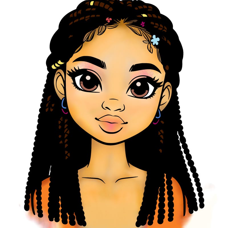 a realistic black girl with braids