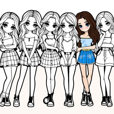 a group of girls realistic