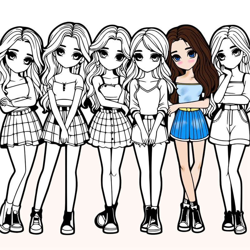 a group of girls realistic