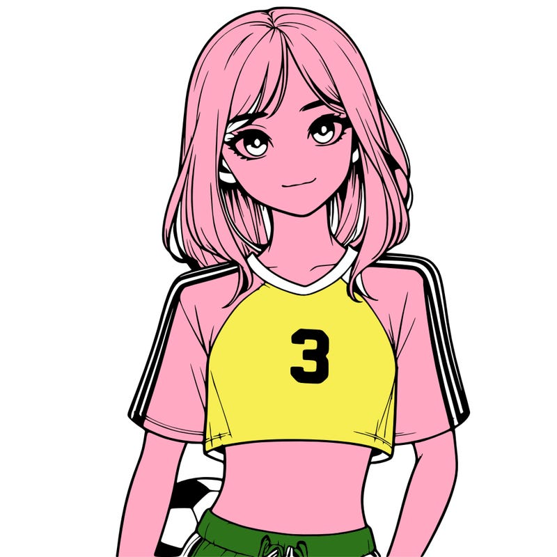 realistic girl wearing soccer jersey