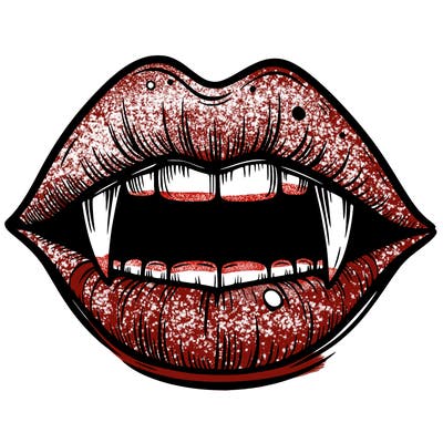lips with vampire teeth